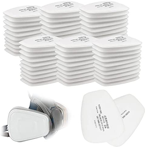 60 Pcs 5N11 Filtros de Algodón, Filtros de Repuesto para 3M 6000/6200/7502/6800/7501/Ff40 para La Protección Respiratoria