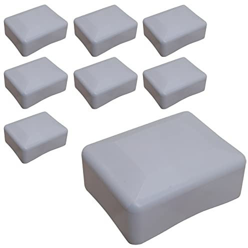 SKIR'CO (8 Stück) Zaunpfosten Kappen, Rechteckig Grau Kunststoffkappen 60 x 80 mm, Zaunpfosten Abdeckung Fenstergrau RAL 7040 Farbe