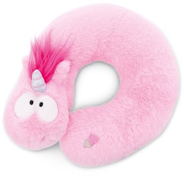 NICI Nackenkissen Kinder Einhorn rosa 25x25cm - Nackenhörnchen - Flauschiges Kinderkissen für Mädchen und Jungen - Perfekt als Reisekissen - 49656