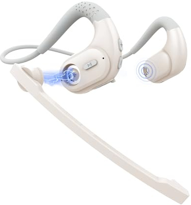 BANIGIPA Casque Bluetooth avec microphone amovible, casque sans fil avec suppression du bruit DSP pour téléphones, ordinateur portable, PC, casque à oreilles ouvertes pour le travail, la conduite, la