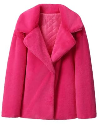 Wvapzxx Lange Faux Pelz Mantel Jacke Frauen Winter Übergroße Shaggy Plüsch Pelz Mäntel Mädchen Mantel, Rosenpelzmantel, 46