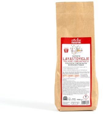 Officina Naturae | Solara Polvere Lavastoviglie, Contro lo Sporco Ostinato e Grasso, Fino a 72 Lavaggi, Senza Profumi Sintetici, 1 Kg