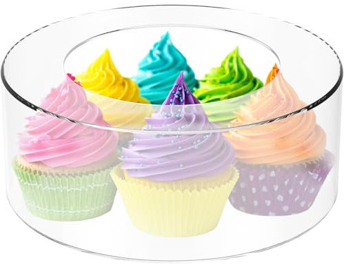 Eummy Acrylic Cake Stand Fillable Cake Risers Clear Cake Tier Bottomless Round Cylinder Cake Display Stand Holder Cake Box Shape Dessert Display Stand for Wedding Birthday Party(25cm)