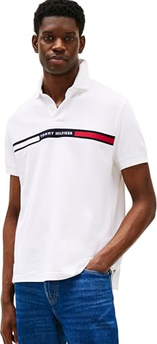 Tommy Hilfiger Polo de Manga Corta Hombre Chest Insert Regular Fit, Blanco (White), XL