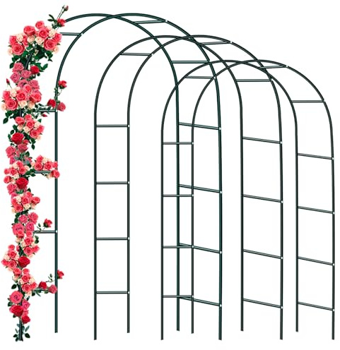 Forever Speed 3PCS Arche de Rose en métal - Grille de Rose en Acier revêtu par Poudre - Décoration de Jardin et décoration - Résistant aux intempéries - 240 x 140 x 38 cm - Vert