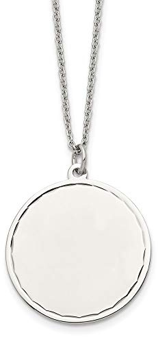 Real Stainless Steel Engravable Round Disc 2in. Extension Pendant Necklace Charm Chain - with Secure Lobster Lock Clasp 18