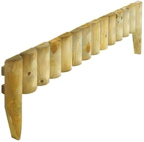 PaMeer Wooden Garden Fence and Lawn Edging - Durable Border Picket Panels, Horizontal Log, Easy-to-Install (1x0.15M)