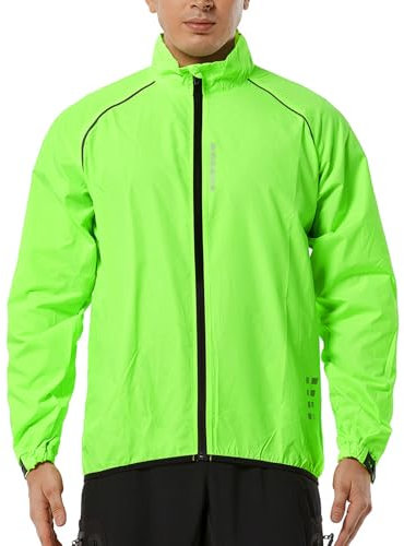 MODRYER Fahrradjacke Herren MTB Winddicht Regenjacke Radjacke Wasserdicht Atmungsaktiv Wanderjacke Fahrrad Windbreaker Reflektierend Laufjacke Fahrradbekleidung,Green-XL