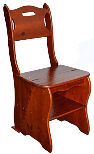 Sgabello pieghevole in legno con ripiano portaoggetti e scaffale per fiori, per scaletta domestica