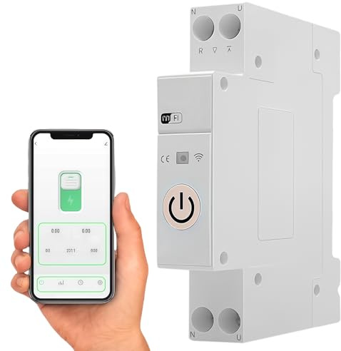 LEKEFETO Smart WiFi Schalter Hutschiene 1P+N 16A-63A– Kompatibel mit Alexa & Google Home, Tuya/Smart Life App – Zeitschaltuhr, Sprachsteuerung, Überstrom-/Überspannungsschutz, DIN-Schiene