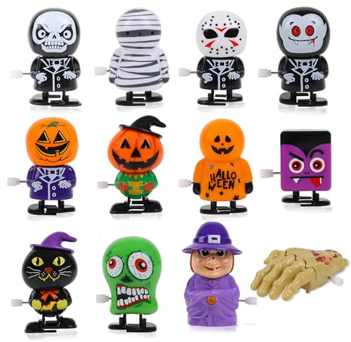 VEYLIN 12 Stück Halloween Aufziehspielzeuge für Kinder – Lustige Aufziehfiguren als Mitgebsel, Partyspielzeug, kleine Geschenke für Halloween, Süßes oder Saures