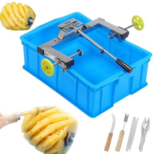 HKFGSHOP Machine À Éplucher Les Ananas, Outil Commercial pour Éplucher Les Ananas, Largeur Ajustable 30~37cm, Lame Tranchante, Facile À Déplacer, pour La Maison, Le Restaurant, Le Bar, Le Supermarché