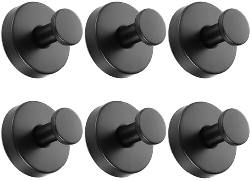 Gooandi 6 piezas de gancho con ventosa, toallero con ventosas, gancho con ventosa negro sin necesidad de taladrar para baño y cocina, gancho para toalla con ventosa de acero inoxidable, ventosas