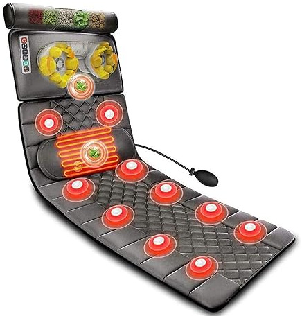 Full Body Massage Mat with 20 Neck Shiatsu Kneading Massage Heads, 9 Modes 9 Levels, Heated Mattress Pad Full Body Massager Cushion for Neck and Back, Lumbar Calf Muscle Relaxation