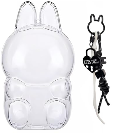 Jendfert Multicolored HD Clear Figure Display Protective Case Compatible with LABUBU The Monsters Have a Seat, Display Stand Acrylic Case Cover Accessories (Sitting Case) (Black)