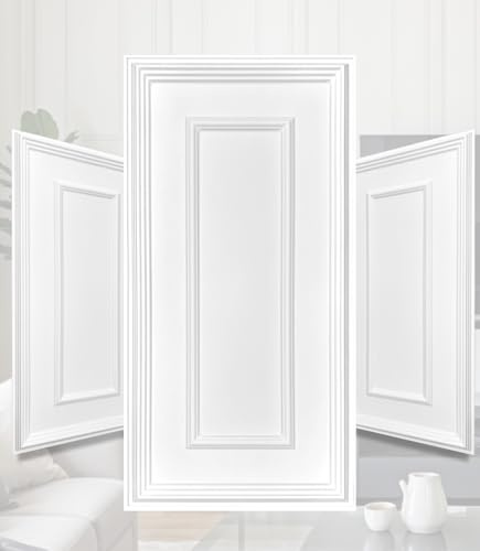 3D Wandpaneele Kunststoff PVC 100x50cm – Italienisches Design – Klassische Zierleistenoptik, Wasserfest, Moderne Rahmen Wandverkleidung für Wohnzimmer, Schlafzimmer & Flur (Weiß TD100) 4 Stück
