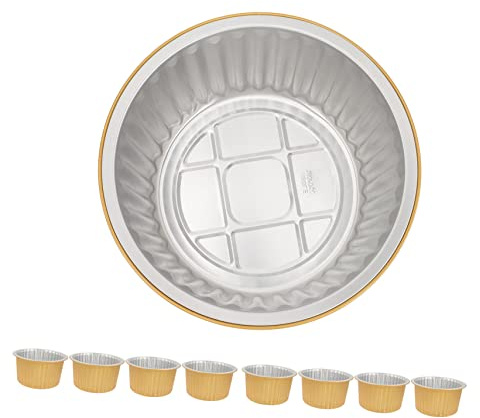 OUNONA 10 pezzi Teglie Circolari in Alluminio Spesse per Barbecue e Cottura Contenitori Usa e Getta Multiuso per Picnic e Feste Pirottini Impilabili