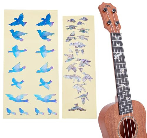 SUPERFINDINGS 2 Blatt Gitarre Griffbrett Aufkleber 2 Farben Vogel DIY Hals Aufkleber Papier Selbstklebend Für Bass Akustik Elektrische Gitarre Scrapbook Dekorationen