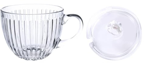 MUCKLILY Ciotola in Vetro con Coperchio Trasparente per Colazione Tazza Grande per Cereali Latte e Frutta Design Monopezzo Sicuro e Pratico per Uso Quotidiano