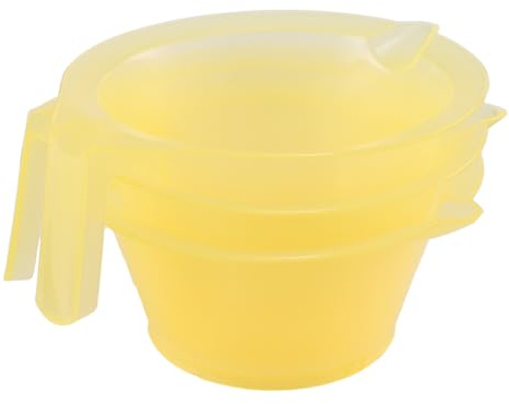 EXCEART Lot de 3 Bols à Teinture Capillaire en Plastique Jaune, Gobelets Robustes pour Coloration Diy, Accessoires Indispensables pour Salon de Coiffure et Usage Maison, Faciles à