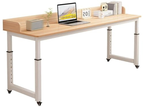 HOLGVE Überbetttisch, Höhenverstellbarer, Mobiler Betttisch, Platzsparender, Tragbarer Betttisch für Schlafzimmer, Wohnzimmer Und Krankenhaus(Natural,70.8x19.6in/180x50cm)