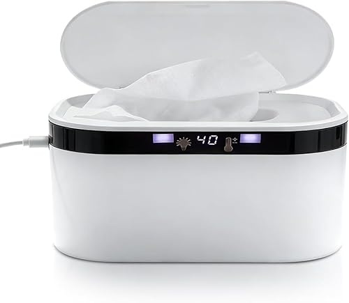 Wischtuchwärmer für Babys, Feuchttücher Wärmer mit Nachtlicht, Feuchttücher Spenderbox mit 5 Temperaturregelung & energiesparend, schnelles und gleichmäßiges Erhitzen, geeignet für Outdoor und Zuhause