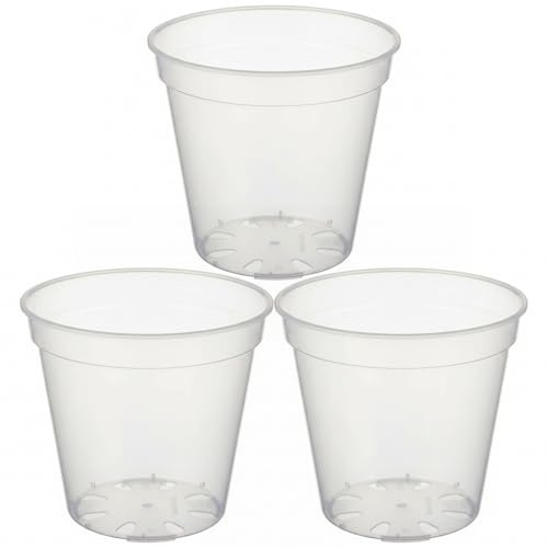 Otbushit Macetas Transparentes con Drenaje de 10 Pulgadas, macetas de plástico Transparente Resistente para orquídeas y suculentas, Paquete de 3