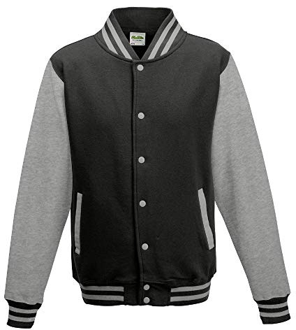 Just Hoods College Jacke 'Varsity Jacket, Anthrazit/Heather Grey, M