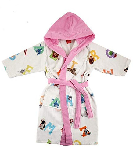 Gabel Trudi - Accappatoio Junior Alfabeto - Morbida Spugna Cimata di Puro Cotone 100% (Rosa Chiaro, Taglia 4 (9/10 Anni))