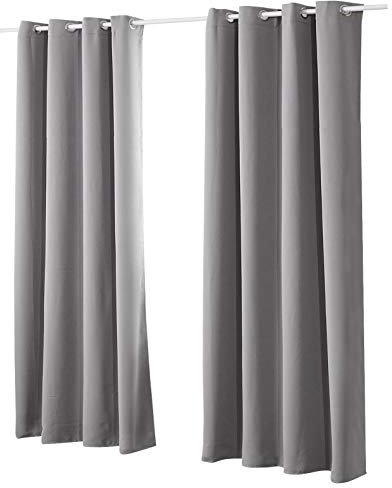 Laneetal Verdunkelungsgardine mit Ösen 2 Stücke Vorhang Blickdicht Verdunklungsvorhang in Dunkelgrau 135x245 cm Thermovorhang für Schlafzimmer Gardine Lichtundurchlässig Ösenschal Ösenvorhang