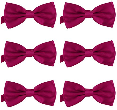 DonDon 6er Set Herren Fliege 12 x 6 cm gebunden und längenverstellbar