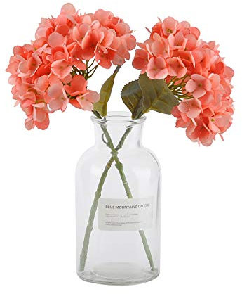 cn-Knight 6pcs Künstliche Hortensien,35cm Hortensien-Blumensträuße für Hochzeit,DIY,Heimdekoration,Tafelaufsätze,Karminrot