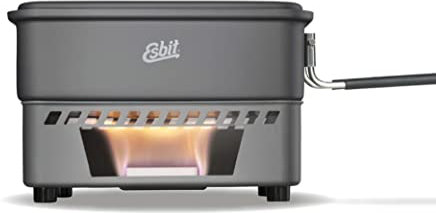 Esbit Trockenbrennstoffkochset - Camping Kocher 1100 ml aus hartanodisiertem Aluminium - inkl. Deckelaufhängung - Campingkocher Set, Schwarz