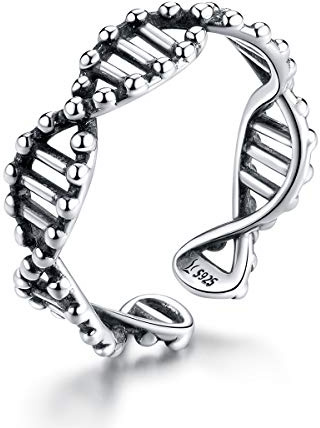 Design 925 Sterling Silber DNA offene verstellbare Fingerringe für Frauen freie Größe Ring Schmuck, Sterling Silber