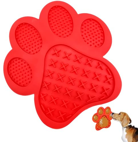 Mycicy Dog Lick Pad, Dog Washing Distraction Device, Slow Eating Cute Pet Mat with Super Suction for Dogs Licking Peanut Butter, Pet Bathing, Grooming Training (red)