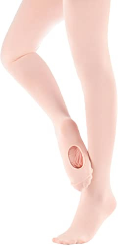 MdnMd 1 Pack Women Dance Tights Ballet Ultra Soft Transition Footless Ballet Legging Stocking for Girls (Ballet Pink, Child Age 11-14)