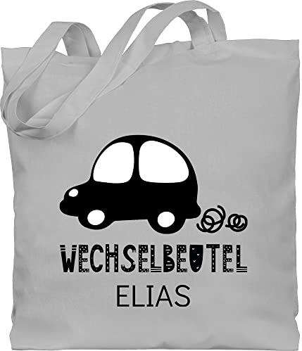 Geschenk mit Namen personalisiert by Shirtracer - Baumwolltasche - Kita Beutel Wechselsachen Mädchen - Wechselbeutel mit Auto