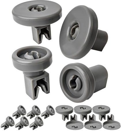 Korbrollen Set für Geschirrspüler, 16 Stück, Grau, Ø 40 x 8 mm und 25 x 8 mm Laufrolle, Spülmaschinen Rollen universal für die meisten Geschirrspüler, Unterkorbrollen und Oberkorbrollen Geschirr Korb