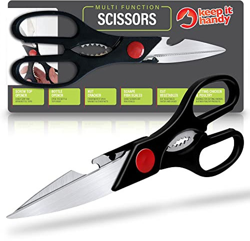 SOL 2pk Multi Function Scissors - Heavy-Duty Multifunction Shears for Meat, Poultry, Herbs, and More - Sharp Kitchen Scissors for Food Preparation, Durable Kitchen Tools