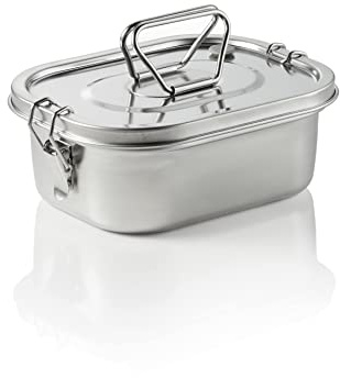 WAS Germany Lunchbox - 1700 ml, auslaufsicher, mit herausnehmbarem Einsatz zum Unterteilen - Frischhaltedose aus Edelstahl - Deckel mit Silikondichtung und Tragegriff - 18 x 14,5 x 7,3 cm