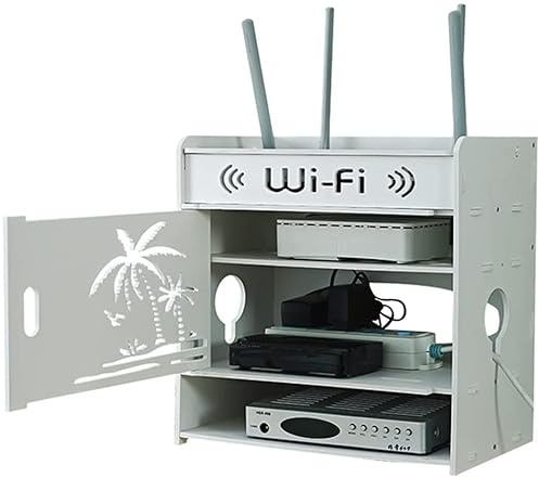 Scpantkend Caja de Almacenamiento WiFi Router Multimedia Caja de Ajuste Caja de blindaje Decoración montada en la Pared