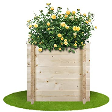 TIMBELA Hochbeet Holz - 58x38xH57 cm - Blumenbeet für Garten - Kräuterbeet - Pflanzkasten Holz - Hochbeet Balkon Garten Terrasse - Solid 28 mm Pine/Spruce Wood M611