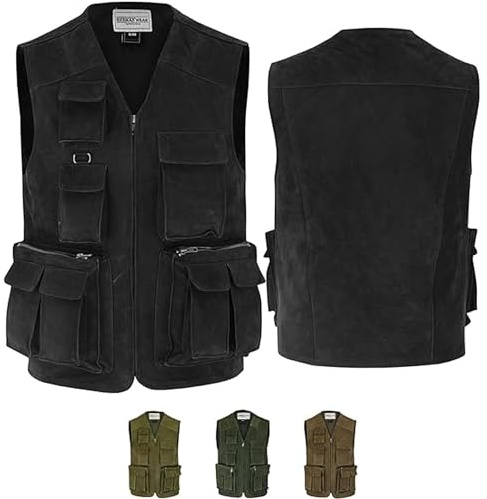 German Wear Jagd Lederweste Jagdweste Angelweste Angler Weste Jägerweste