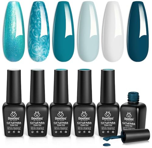 Beetles Gel Polish 6 Colors Glitter Jelly Pearl Gel Polish Mermaid Treasures Prussian Sexy Blue Glitter Gel Polish Nail Art Design Soak off Led Nail Lamp Fall Nails