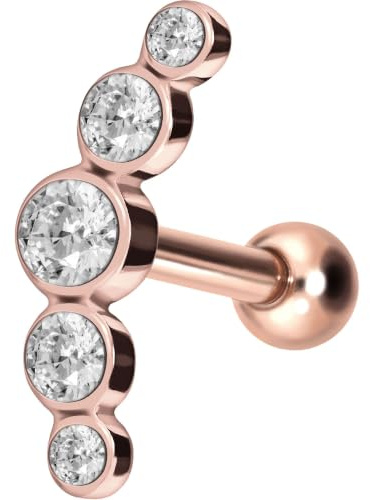 PIERCINGLINE Chirurgenstahl Ohrpiercing - langlebig & hautfreundlich - stylischer Ohrschmuck - Helix Stecker - 5 Kristalle