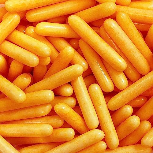 A Pinch Of - Macaroni Rods - Orange Halloween Cake Topper Sprinkles - 25g Edible Polished Cupcake Decorations - Party Sprinkles, Halloween Themed Cakes and Bakes