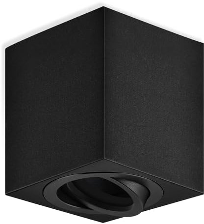 GeyouLux Faretti LED Soffitto GU10 Φ80×84mm 45°Girevole Faretti da Soffitto Nero Piazza Alluminio Faretto Soffitto Per soggiorno,Camera da Fetto 230V Con Presa GU10(Nessuna fonte di luce)