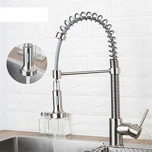 Küchenarmaturen Wasserhahn Küchenarmatur mit heißem und kaltem Wasser, Einhebelmischer mit drehbarem GriffKüchenarmatur mit Brause, verchromt (Farbe: Brushednickel) (Brushednickel) (Brushednickel)