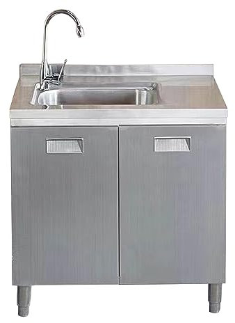 TRGCJGH Spülenunterschrank Küchenschrank Waschtisch mit Unterschrank, Wäschewaschbecken Aus Edelstahl Für Garage, Keller, Geschäft Und Waschküche(80X55X84.5cm/31.4X21.6X33.2in,Right Drainboard)