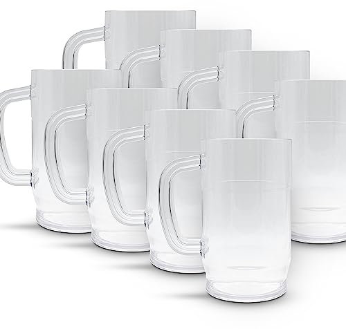 DOJA Barcelona | Jarra de Cerveza de Plastico | 1 L | Pack 8 | Jarras de Cerveza de Policarbonato | Vasos de Cerveza de Plastico Duro Reutilizable | Jarra Plastico para Cerveza Artesanal